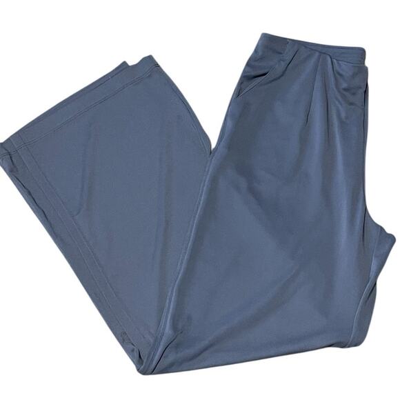 Susan Graver Size Small Gray Premier Knit Elastic Waist Wide Leg Pants Pockets - Picture 1 of 6